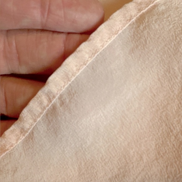 Pink 100% silk loose fit crepe de chine short sleeve blouse with neck detail - Picture 9 of 13